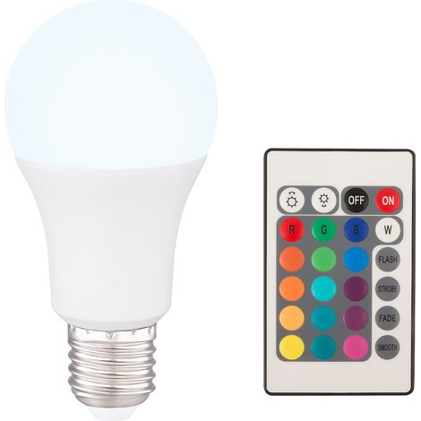 E27 LED - 10 Watt, 850 Lumen, 2770 - 6000 K, RGB Farbwechsel mit Fernbedienung