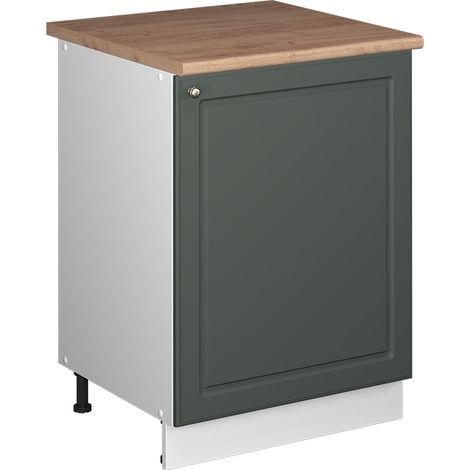 Mobiletto base cucina Fame-Line, Verde-oro rustico/Bianco, 60 cm 1 anta con piano di lavoro, Vicco (1/5)