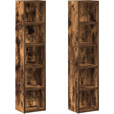 Maison Exclusive - Mobili Porta CD 2pz Rovere Fumo 21x16x93,5cm Legno Multistrato (1/5)
