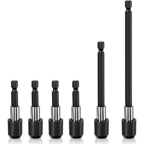 Lot de 6 porte-embouts magnétiques 1/4" tige hexagonale 60/100/150 mm Porte-embout Tournevis Support magnétique pour perceuse visseuse (1/5)