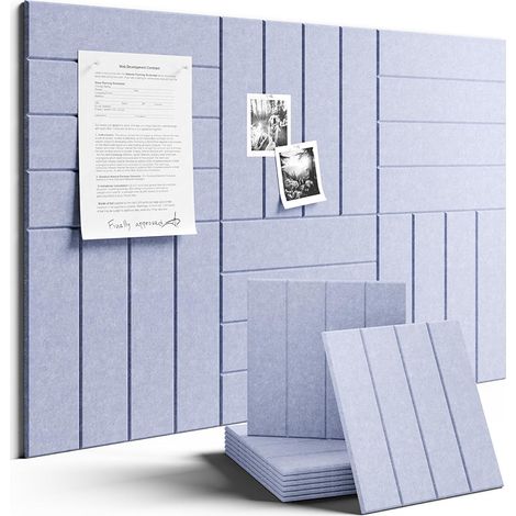Lot de 6 panneaux d'affichage en feutre, panneaux de décoration murale, panneaux muraux épais, à assembler librement, pour la décoration de bureaux, 30 × 30 cm, violet clair (1/4)