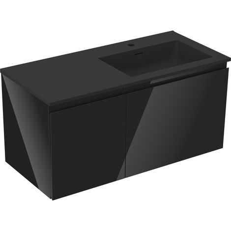 Mexen Orio mobile bagno 100 cm con lavabo Otis destro, 1S, 1D, nero lucido/nero opaco - 91A13-10047-3-BBFF70-W18P71 (1/5)