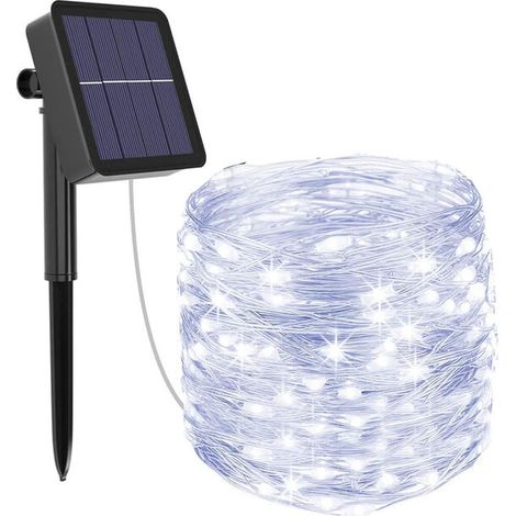 Outdoor Solar String Lights, 20m 200 LED Solar Powered 8 Modes Solar Fairy Lights Outdoor Waterproof Decoration for Garden, Patio, Yard, Christmas, Wedding, Cold White (1/5)