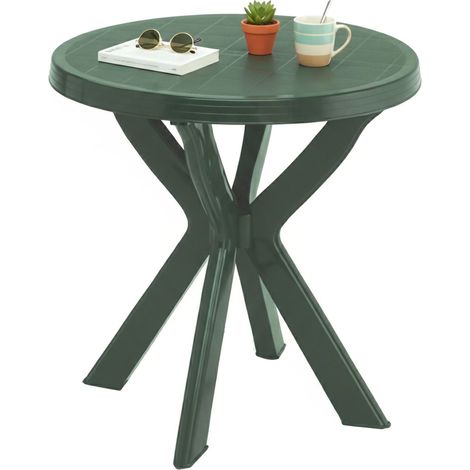 Dmora - Tavolo da esterno 0, Tavolino rotondo da giardino, Tavolo fisso da bar, Cm 70x70h72, Verde