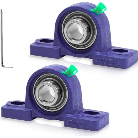 Palier Roulement 2Pcs UCP 204, Bride de Roulement de Bloc d'oreiller, Corps de Paliers en Fonte Bille Acier Roulements Est Doté d'un Graisseur, pour Roue de Brouette, Machine à Rouler (1/5)