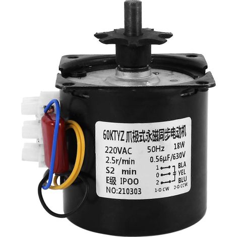 Moteur de retournement d'œufs 220 V CA pour incubateur, moteur à engrenages réversible compatible avec la plupart des incubateurs, 2,5 tr/min (1/5)