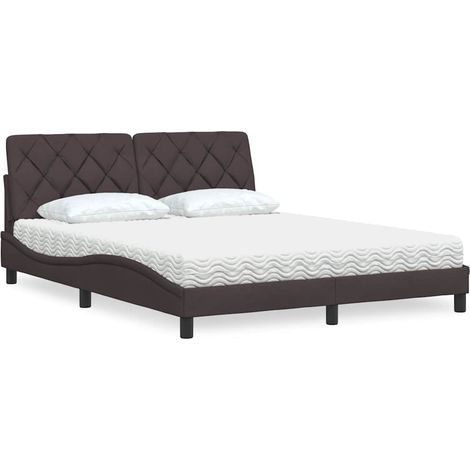 Lit avec matelas marron foncé 160x200 cm tissu vidaXL (1/5)