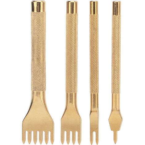 4 Pièces Poinçon à 4 Dents en Acier Inoxydable 4mm, Manche Antidérapant, Très Tranchant pour Travail du Cuir (1/5)