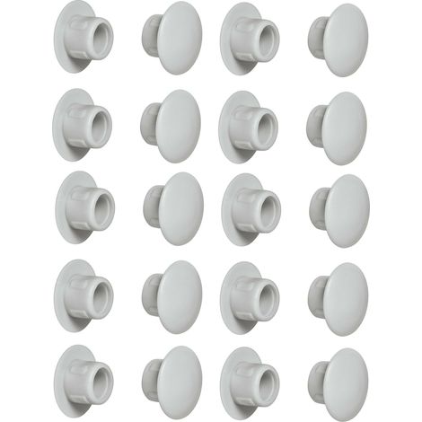 20x cache trou bouchon plastique 5mm gris clair RAL 7035 capuchon protection meuble