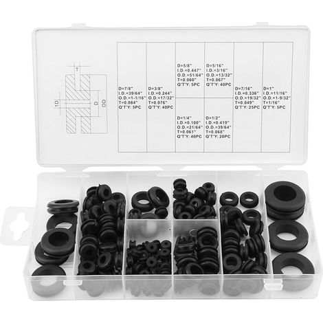 Assortiment de 180 rondelles et œillets en plastique souple pour joints électriques (1/5)