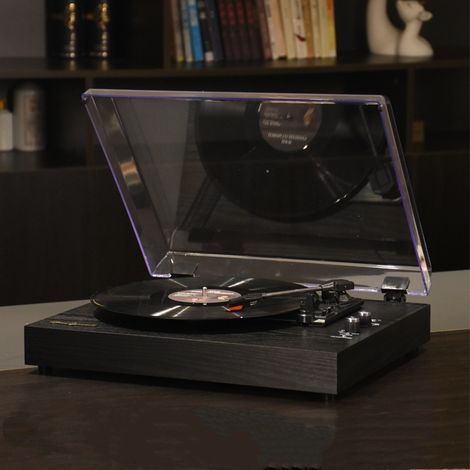 Platine vinyle, phonographe domestique de style européen, enceinte intégrée, platine vinyle rétro en bois (1/5)