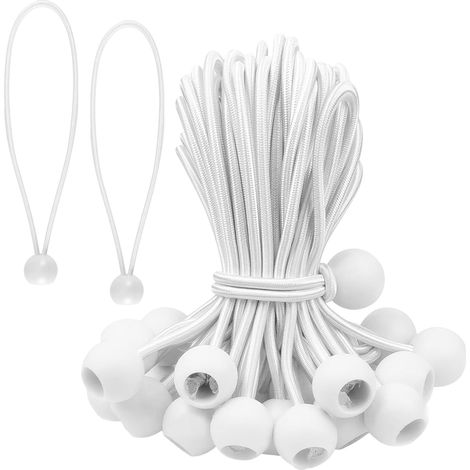 50 Pièces Tendeur Élastique à Boule Blanc 30cm – Sandow pour Bâche avec Boules de Fixation – pour Tente, Bannière, Store, Voile d’Ombrage, Bâche de Piscine (1/5)