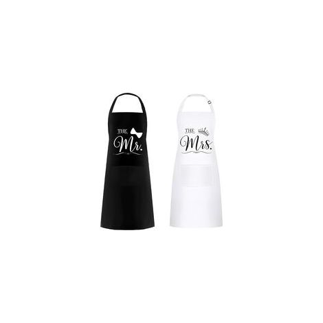 Tablier De Couple 2 Pièces, Tablier De Cuisine Familiale Pour La Saint-Valentin, Noël, Halloween, Cadeau De Mariage. (1/5)