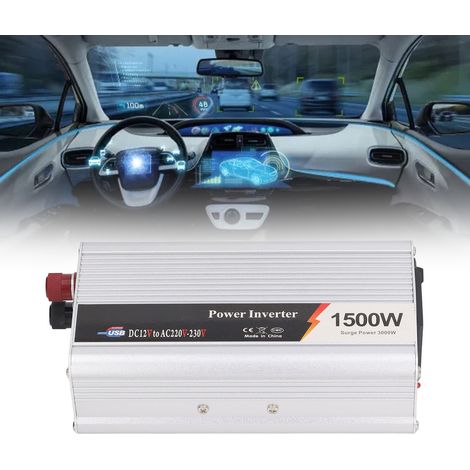 Convertisseur de puissance pour voiture 1500 W, convertisseur CC 12 V vers CA 220-230 V avec sortie USB 5 V (1/5)