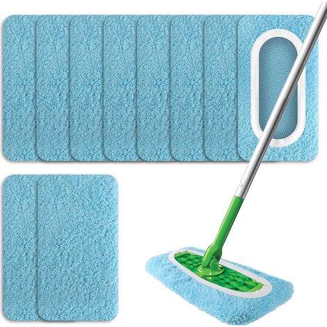 Confezione da 10 panni per mocio riutilizzabili, lavabili, adatti per la pulizia a secco e a umido, compatibili con i moci Swiffer, ideali come panni di ricambio per la pulizia quotidiana di pavimenti