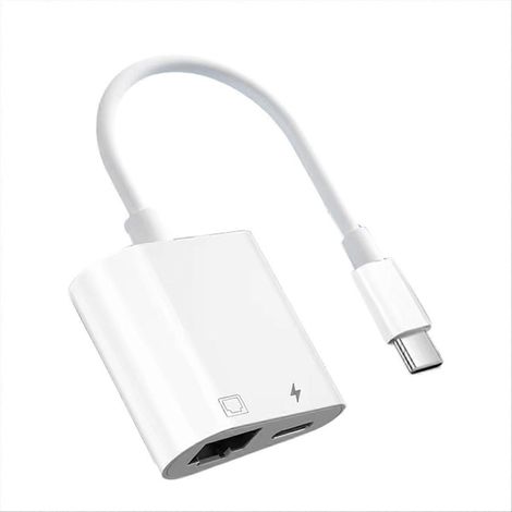Adaptateur réseau USB-C vers RJ45 100 Mbps avec chargement USB-C pour TV Box, PC, ordinateur portable et téléphone (connexion Ethernet). (1/5)