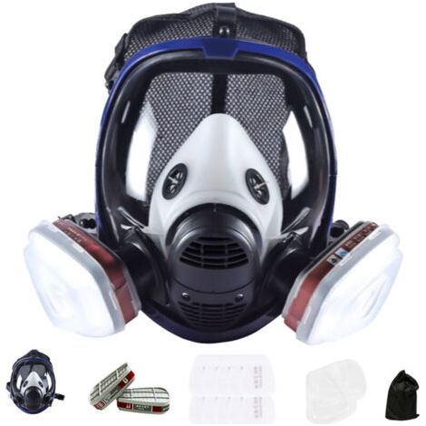 Masque intégral à gaz - Masque à gaz avec visibilité - Il dispose deux cartouches de filtration chimique et biologique à vapeur N ° 7 contre les gaz/poussière/vapeurs/fumées pour produits