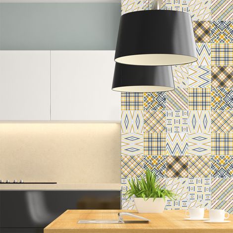 Sticker Mural Carrelage adhésif Cuisine Salle de Bain - 9 STICKERS CARRELAGES SCANDINAVE SUÈDE - 9stickers10x10cm (1/5)