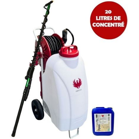 Phoenix – Pulvérisateur électrique 45L – Pression 6 bars – Débit 270 L/h – Tuyau 30m – Perche télescopique 5,4m – Produit nettoyant inclus