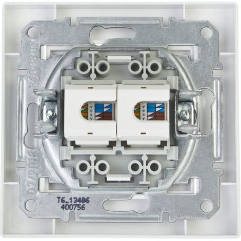 Toma de corriente doble para ordenador Asfora 2xRJ45 cat.6 blanca con marco EPH4800121
