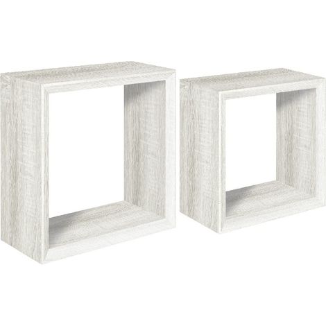 Étagère Décoration Murale - Salon, Chambre, Bureau - MDF, Chêne Blanchi 35 X 35 X 15,5/30 X 30 X 15,5