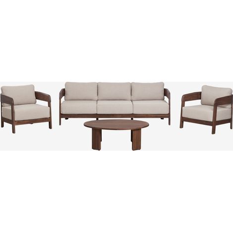 Ensemble de jardin avec canapé 3 places, 2 fauteuils et table basse en bois d'acacia Uleno SKLUM (1/5)