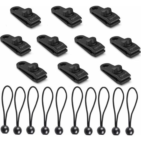 Lot de 10 tendeurs élastiques pour bâche, pour tentes, couvertures et auvents (1/5)