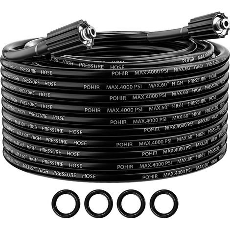 Tuyau de nettoyage haute pression de 15 mètres, filetage 1/4 pouce avec rallonge de nettoyage M22 de 14 mm, 3000 PSI (1/5)