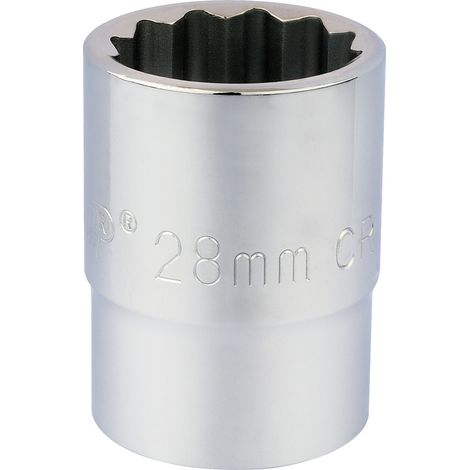 Draper 28mm 12-Point Square Drive Socket (3/4 Inch Drive, 12 Point, Polished Chrome, Model 16697) (1/5)