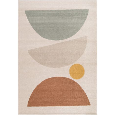 Bobochic – Tapis poils ras 200x290 cm – Motif abstrait orange – Polypropylène tissé – Épaisseur 0,9 cm – Pour intérieur moderne (1/5)