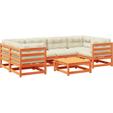 Maison Exclusive - Set de sofás jardín 7 pzas con cojines madera (1/5)