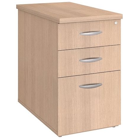 Caisson hauteur bureau bois chêne clair 3 tiroirs P 80 cm Essens - Maxiburo