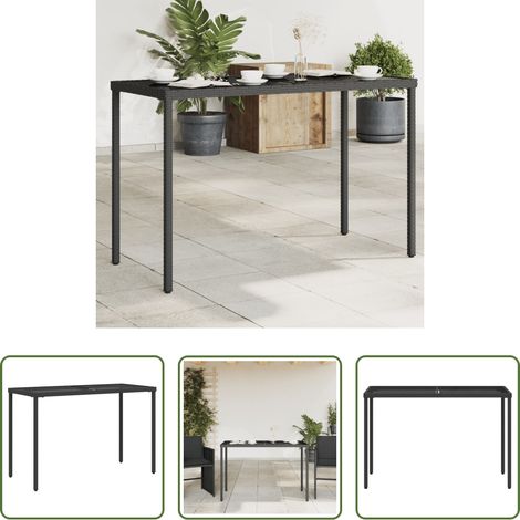 vidaXL Poly Rattan - Gartentisch mit Glasplatte Schwarz 115x54x74 cm Poly Rattan (1/5)