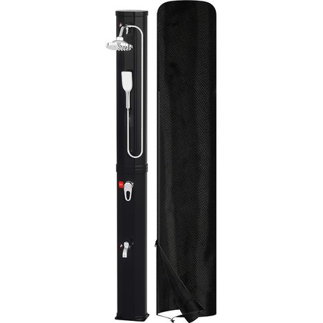 Wolketon Douche Solaire d’Extérieur 60L, 226cm Douche de piscine Incluse Housse de protection& douchette Température max. 60°sans raccordement électrique-Noir