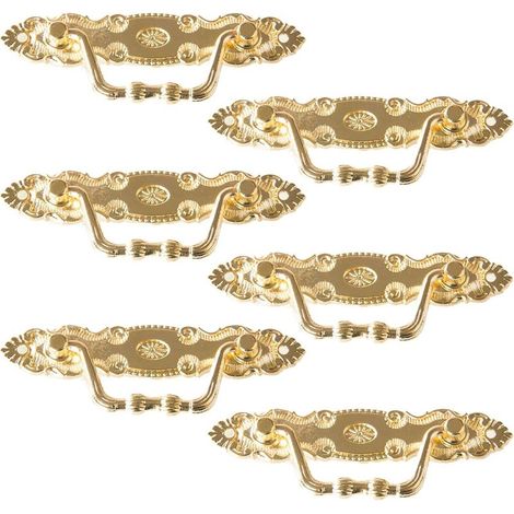 Poignée de porte vintage en or (lot de 6), poignée de meuble en alliage de style européen, poignée de meuble en bronze antique, poignée de porte rétro (1/5)