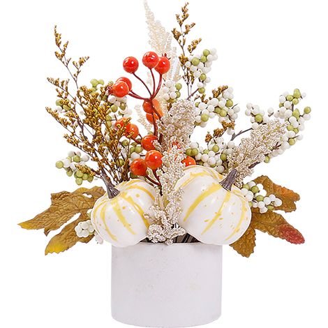 Décoration Automne Pot Artificiel Feuilles Érable Citrouille Blanc Style Européen Ornement Intérieur Fête des Récoltes (1/5)