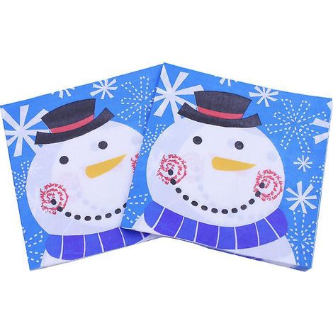 lot De 40  Serviettes En Papier Colores-serviettes De Table Cow-serviette En Papier Jetable Bonhomme De Neige Nol, Dcoration De Table, Runion De F