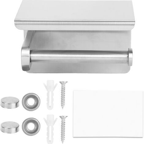 Porte-rouleau de papier toilette en acier brossé, étagère à serviettes avec support pour téléphone, noir.
