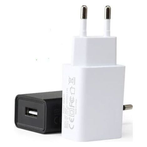 pair Chargeur UE 5V1A USB certifié CE lot de 2 – Pour iPhone Android, design blanc noir (1/4)