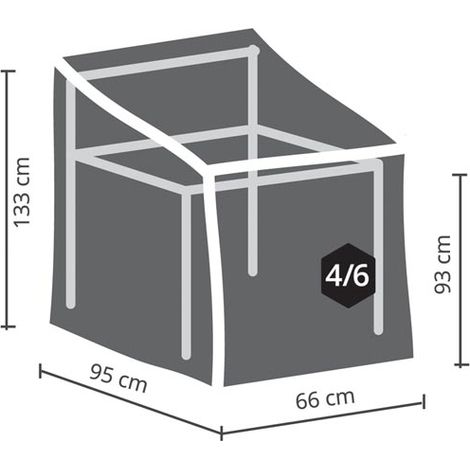Perel – Housse salon de jardin pour 4–6 chaises empilables 66 x 95 x 133 cm – Résistante à l’eau et aux UV – Tissu polypropylène respirant – Protection extérieure (1/10)