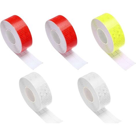 Set di 5 pezzi di nastro riflettente, adesivi riflettenti, nastro di segnalazione, adesivi riflettenti autoadesivi, 2,5 cm × 3 m per auto (1/5)