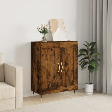 Buffet bas,Buffet Commode industriel chêne fumé 69,5x34x90 cm bois d'ingénierie -QS85191 (1/5)