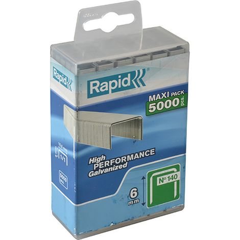Rapid 40303088 Steel Flat Wire Staples No. 140/6 mm, Galvanized, Pack of 5,000