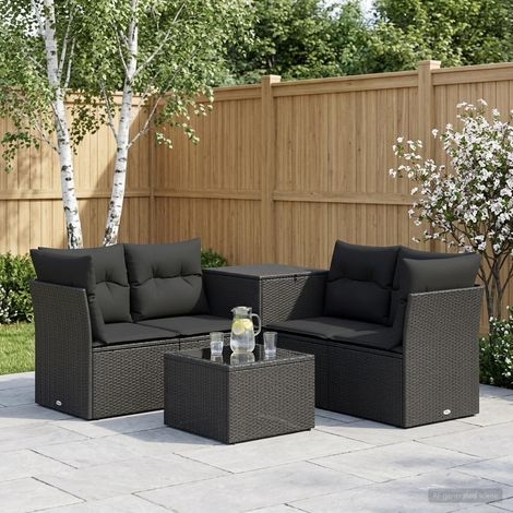 vidaXL Juego de Sofá 6 uds. Negro 55 x 55 x 37 cm (1/5)