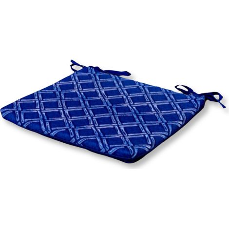 Lot de 4 Galettes de Chaise 35x35x3 cm motif Nautique Bleu (1/5)
