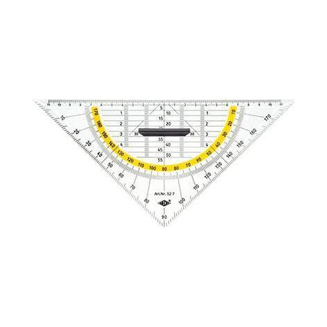 Geometriedreieck ® 25cm mit farbig hinterlegten Winkelgraden doppelseitig mit Griff Kunststoff transparent (1/2)