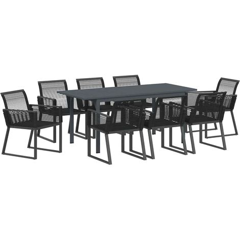 Maison Exclusive - Conjunto de Comedor de Jardín 9 pcs Negro ratá