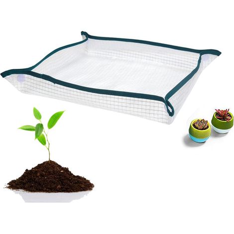 Tapis de rempotage, tapis de plantation réutilisable, portable, imperméable, en maille transparente, coussin pour fleurs de jardinage en pot (1/5)
