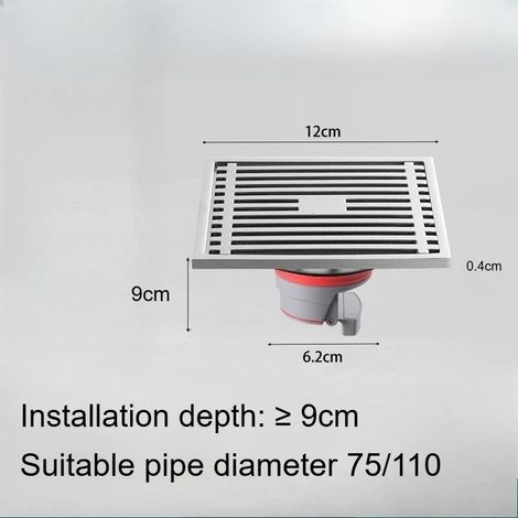 (12 LY)Stainless Steel Floor Drain, Shower Large Displacement Floor Drain for Bathroom (1/4)
