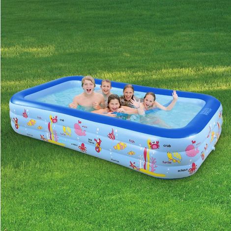 Piscine gonflable avec fond rembourré — Mesurant 180 x 140 x 60 cm, cette piscine gonflable est idéale pour les arrière-cours, les jardins, les espaces extérieurs et les fêtes. (1/3)